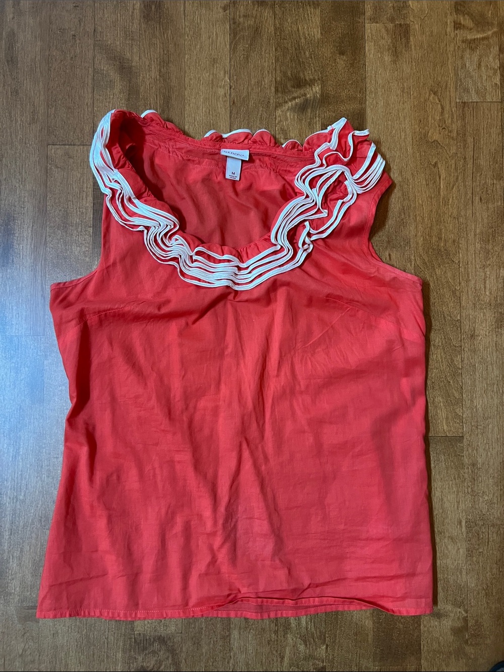 Merona Coral Tank with White Ruffle Collar